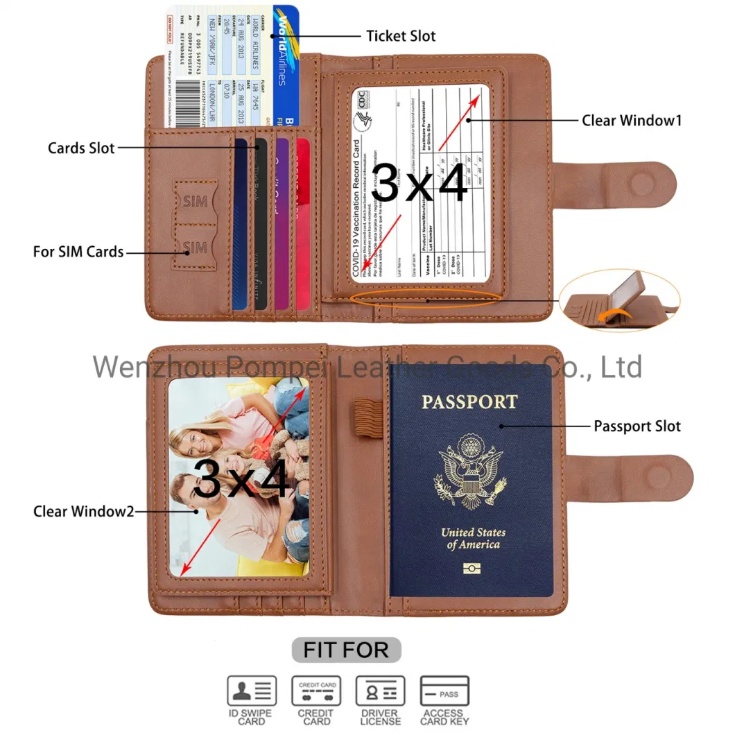 Amazon China Supplier Passport Holder Cover Wallet RFID Blocking Travel Document Holder Leather Card Case